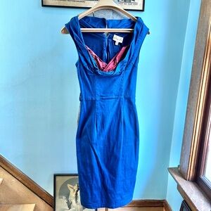 Lindy Bop Royal Blue Midi Wiggle Pencil Dress